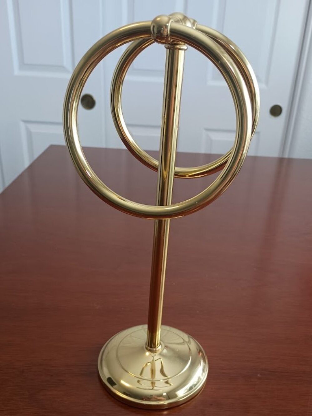 Polder Brass Colored Countertop Double Ring Towel Holder